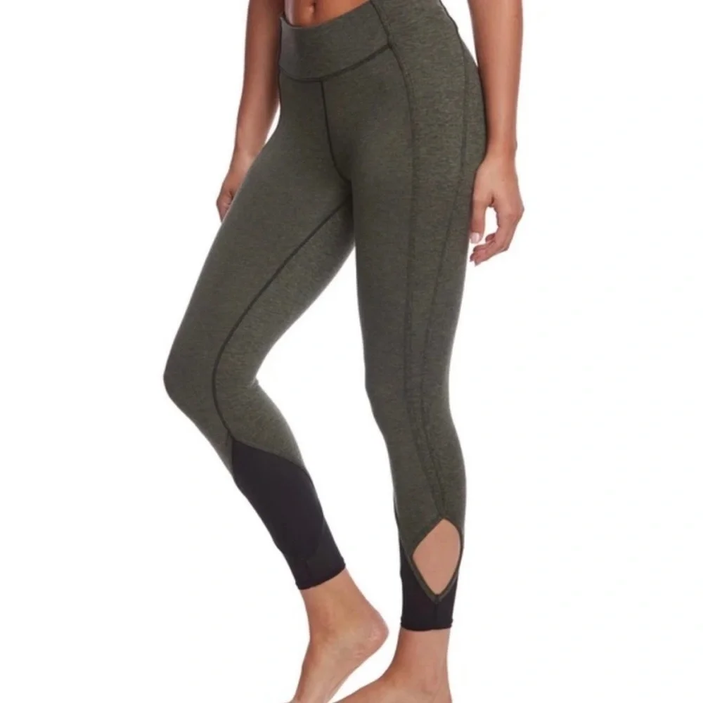 Free People Movement Ace Yoga Leggings Athleisure Yoga Heathered Green Mesh Sz S